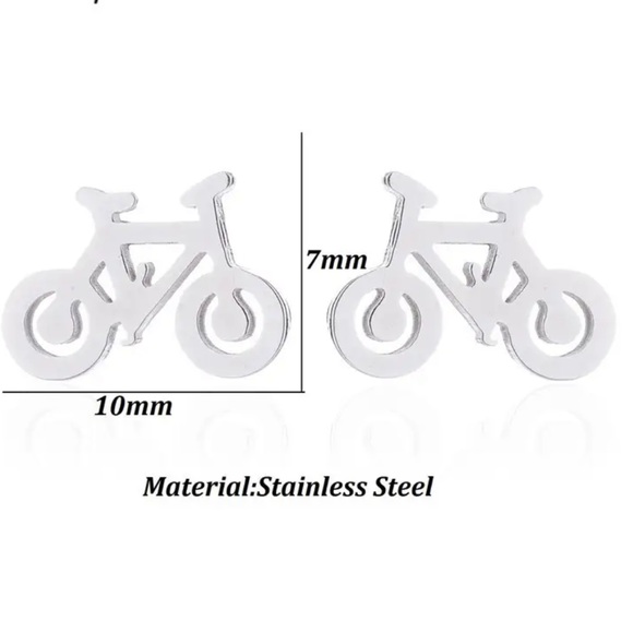 BIKE SILVER Stainless Steel Stud Earrings with Gift Bag - Picture 5 of 6